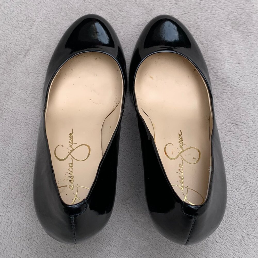 Jessica Simpson Faux Patent Leather Wedge Heels Sz 8.5 - Picture 7 of 14